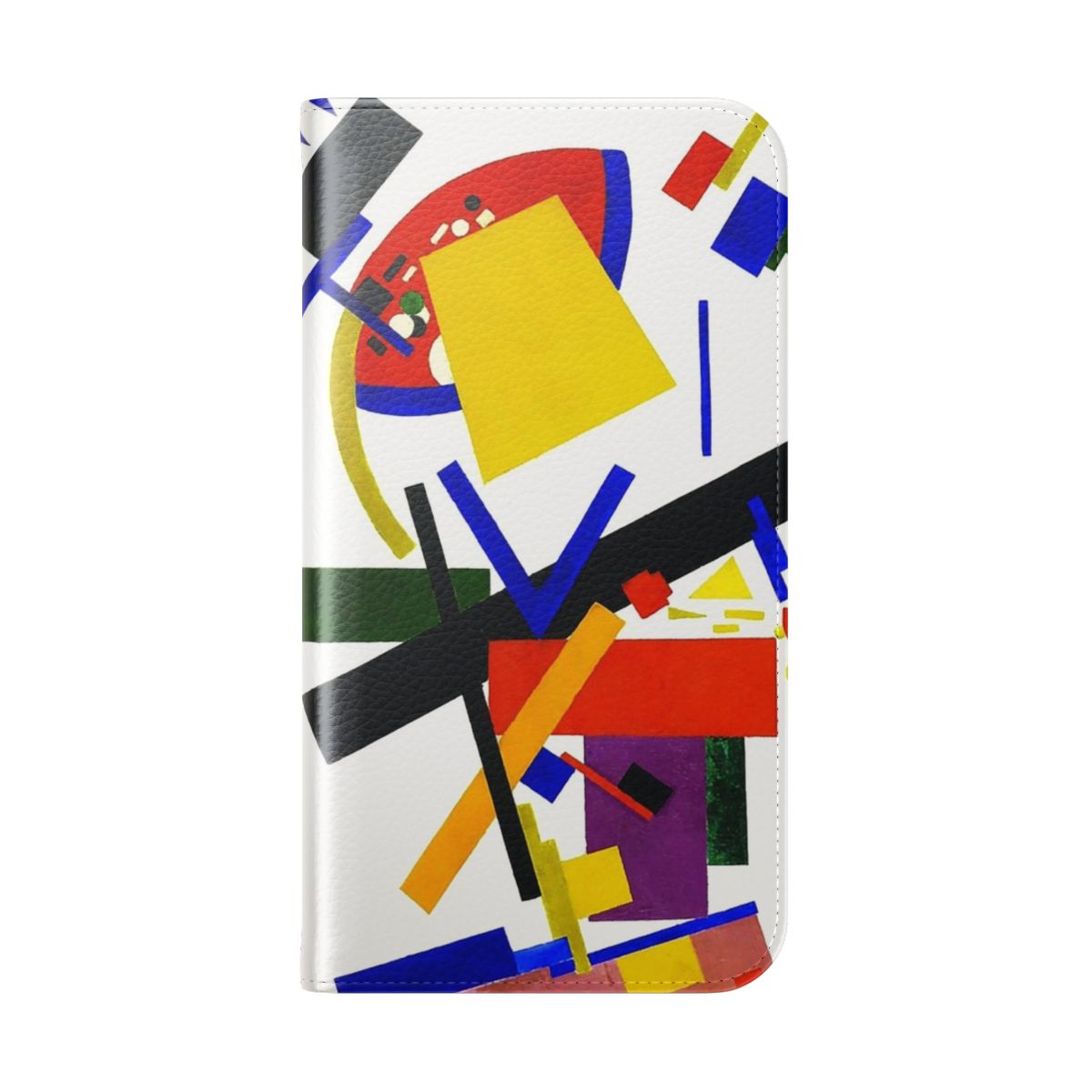 Vibrant abstract art phone case with Suprematist-style design - Folded Back