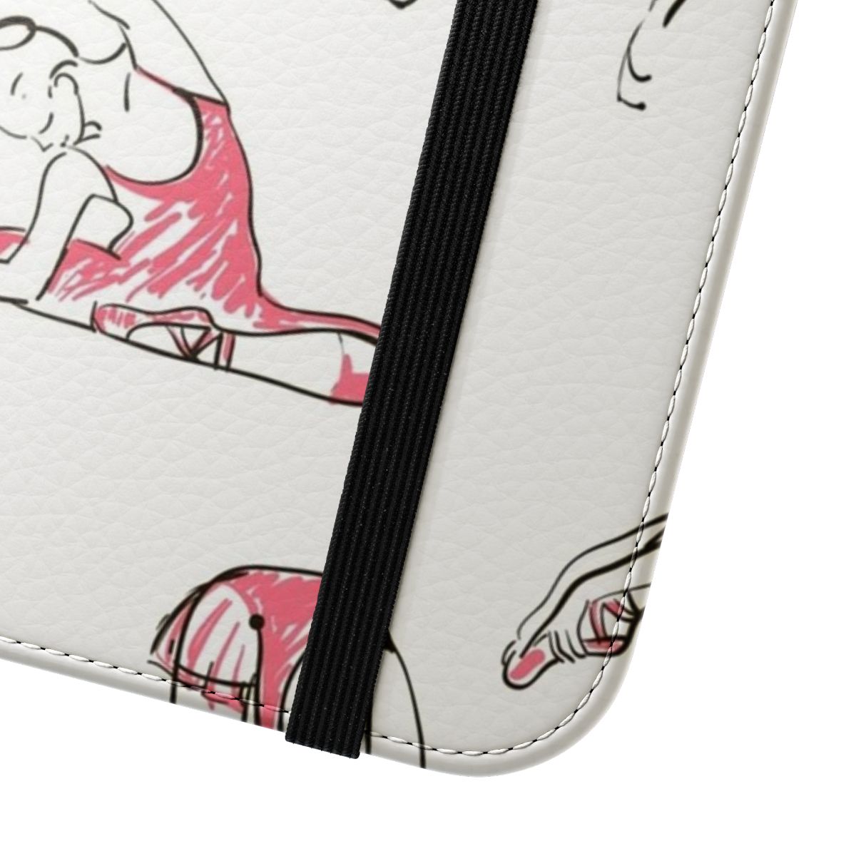 Ballerina silhouette in a graceful pose on a seamless pattern background for a phone case. - Close Up