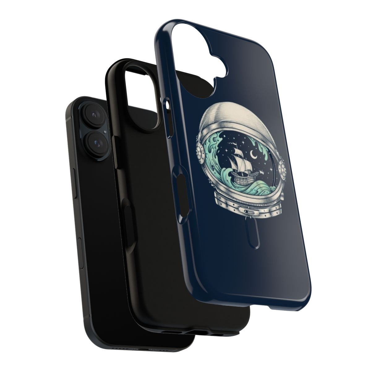 Sleek space-themed phone case with a magnetic closure - Layers