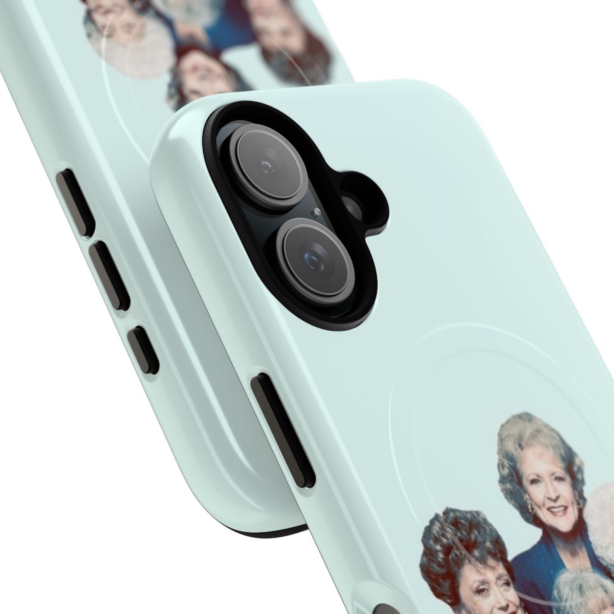 Retro-inspired phone case with The Golden Girls characters Sophia, Blanche, Dorothy, and Rose - Detail