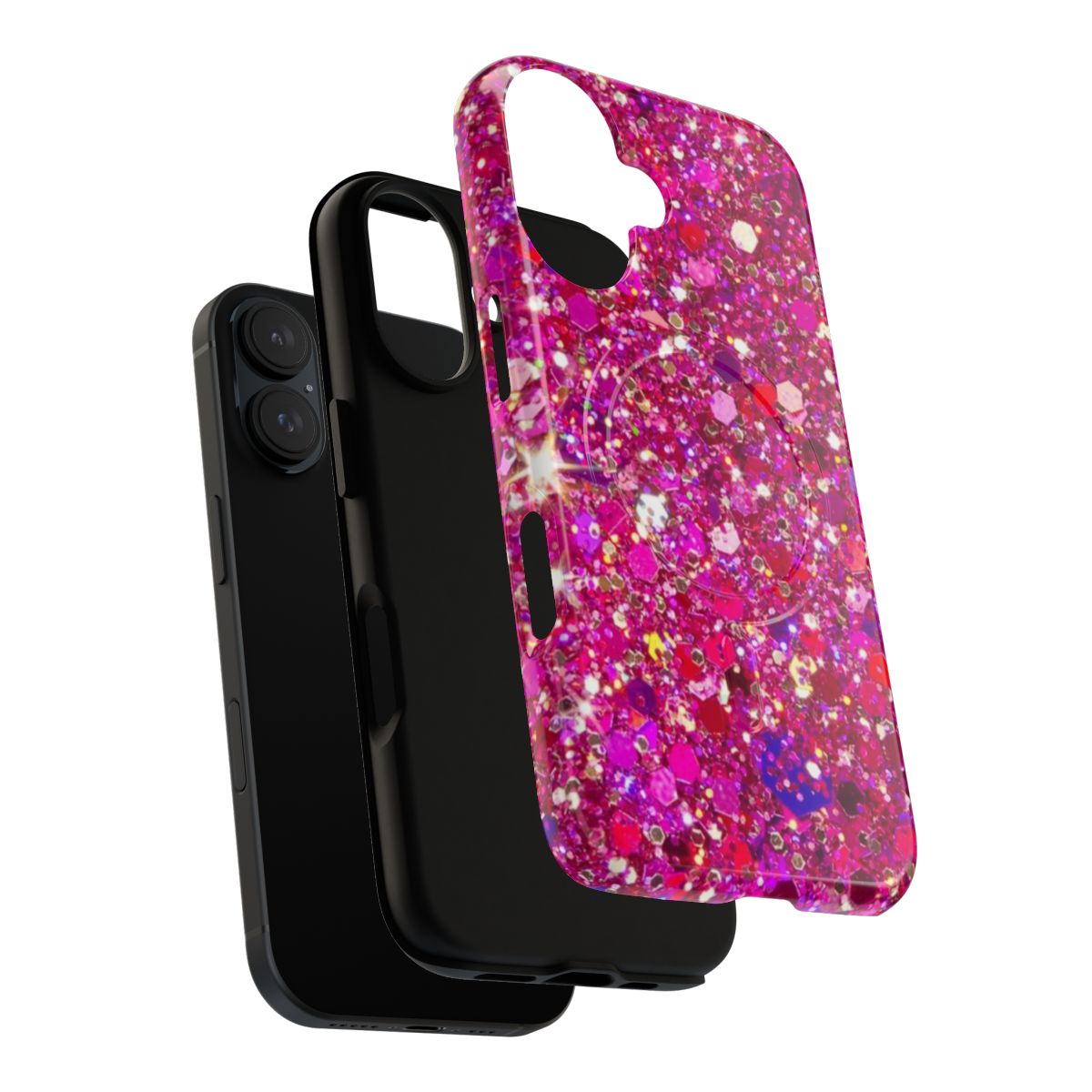 Shimmering pink glitter phone case with strong magnetic closure - Layers