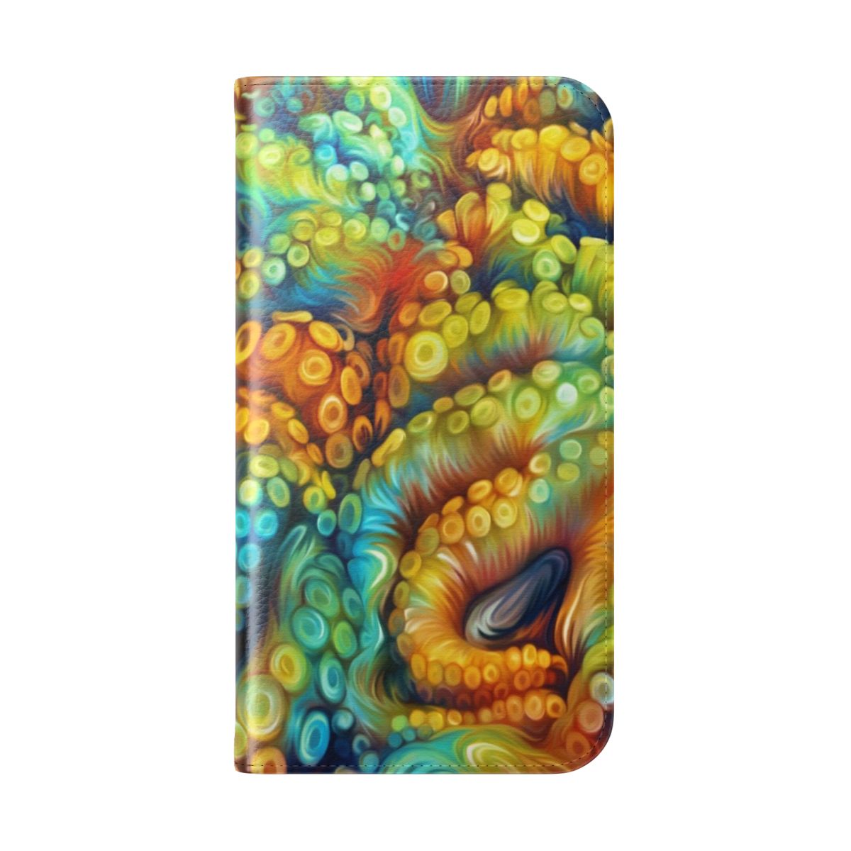 Vibrant tentacles phone case with a colorful, abstract nature-inspired design - Folded Back