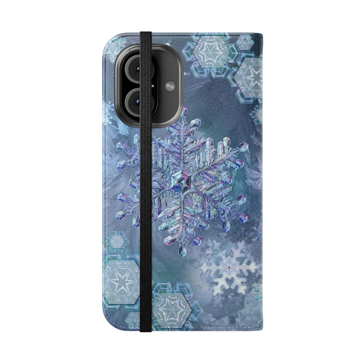 Icy blue snowflake phone case with a sleek, frozen design - Folded Front