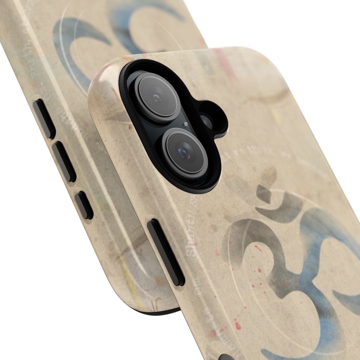 A vibrant and durable phone case featuring the OM symbol in an old, vintage-inspired style. - Detail