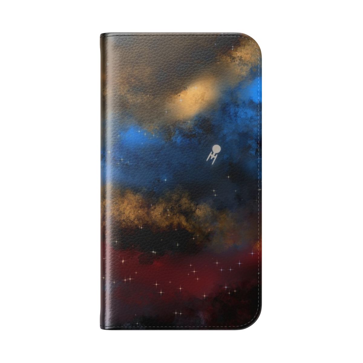 Star Trek-inspired digital painting phone case featuring the USS Enterprise and cosmic imagery - Folded Back