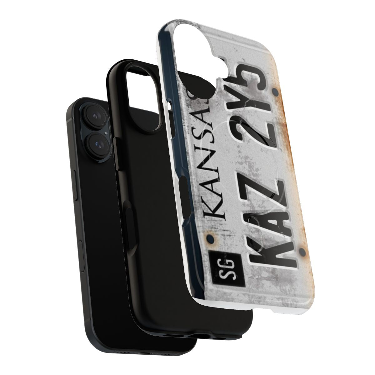 Magnetic phone case with supernatural license plate design - Layers