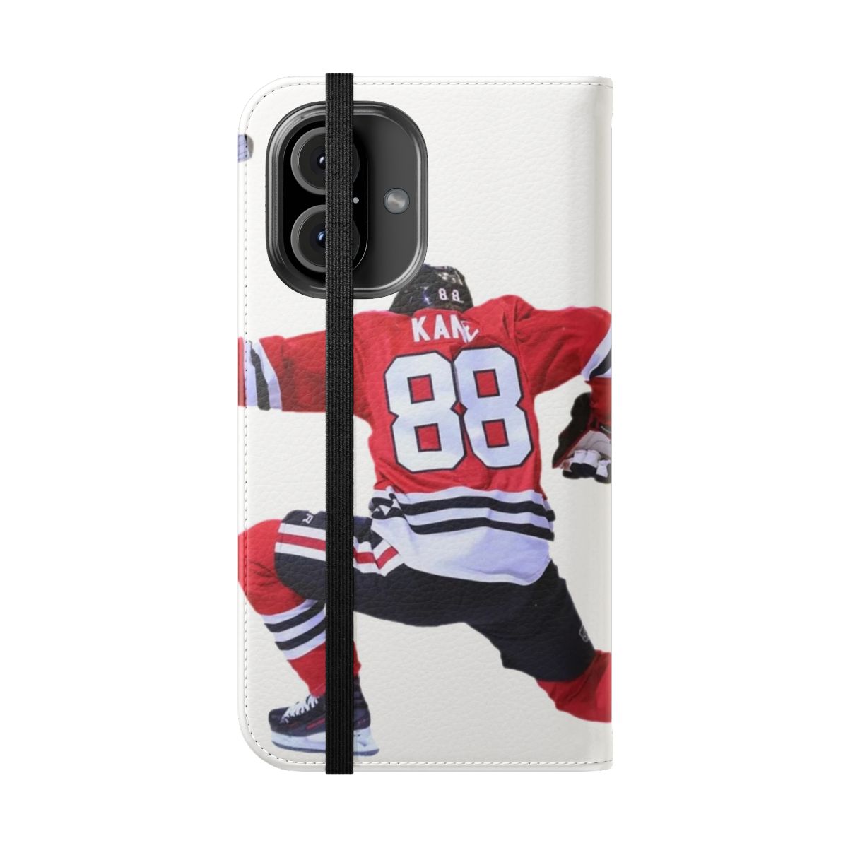 A sleek and durable phone case featuring a Patrick Kane-inspired design for hockey fans. - Folded Front