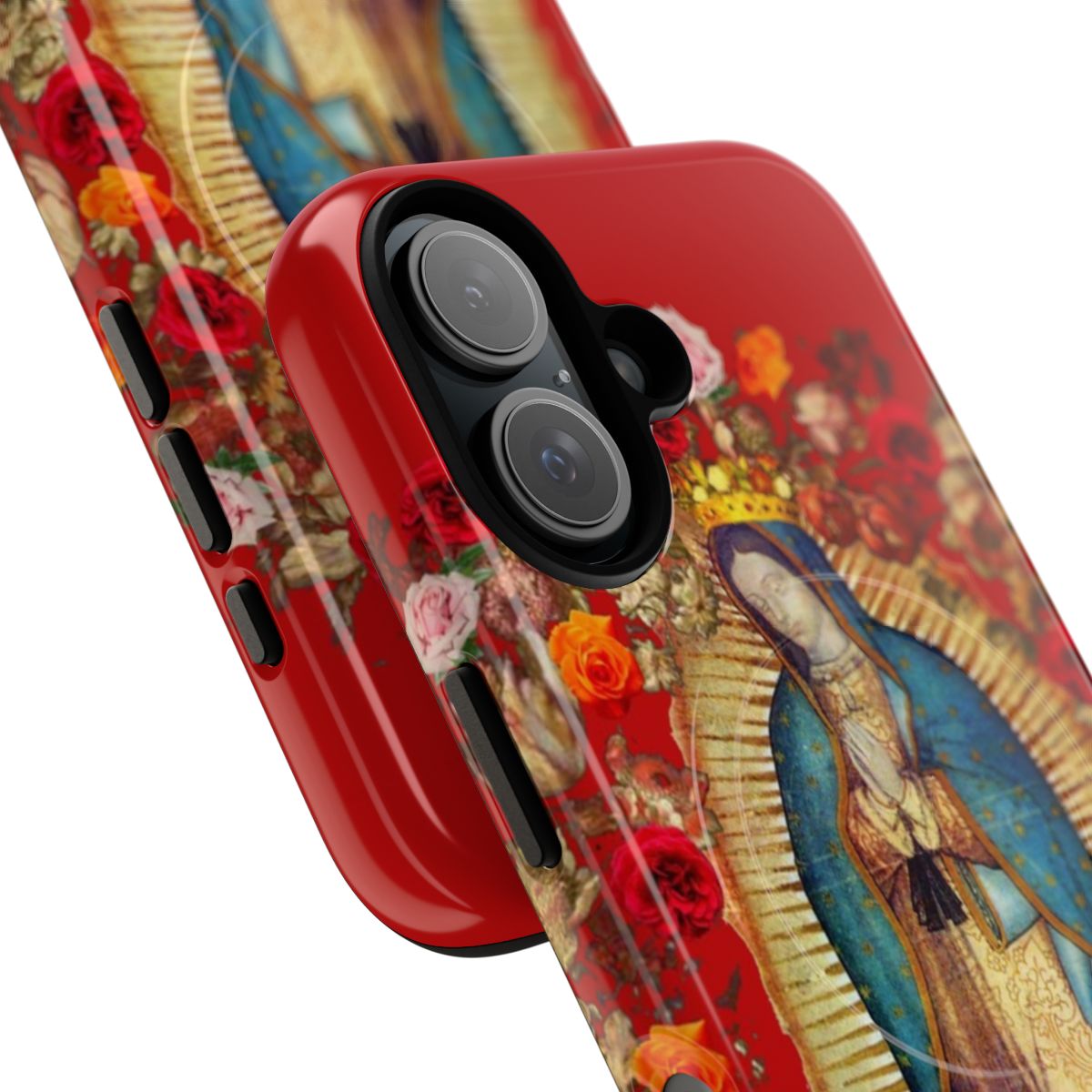 Magnetic tough phone case featuring the image of the Virgin of Guadalupe, the Mexican Catholic saint and apparition - Detail