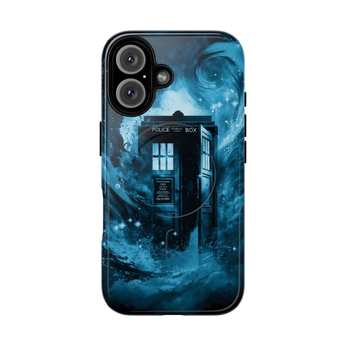 Artistic vortex design magnetic tough phone case featuring sci-fi elements