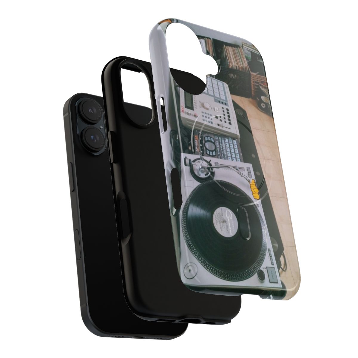 Image of a magnetic tough phone case featuring music-themed designs - Layers