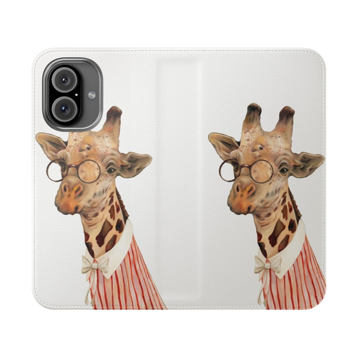 Giraffe print phone case with a stylish flip cover design