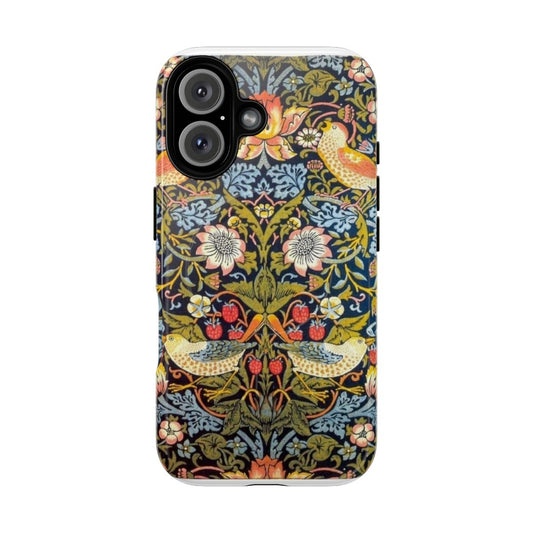 Magnetic tough phone case with William Morris' 1883 Strawberry Thief floral pattern