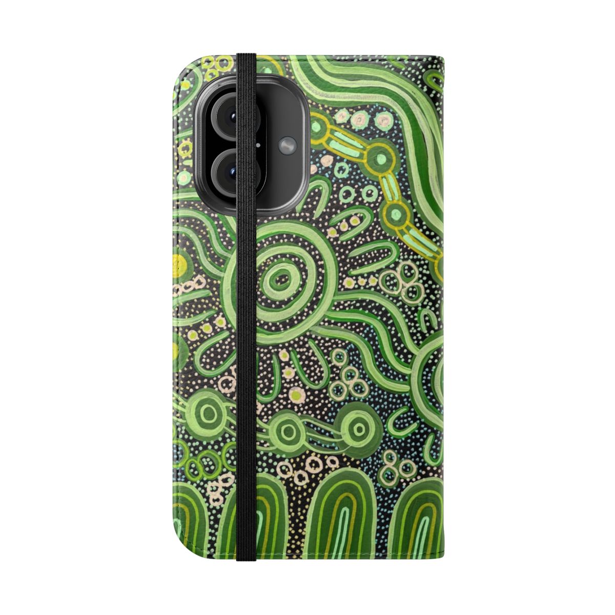 Phone case with vibrant aboriginal and indigenous art designs, perfect for teachers and students - Folded Front