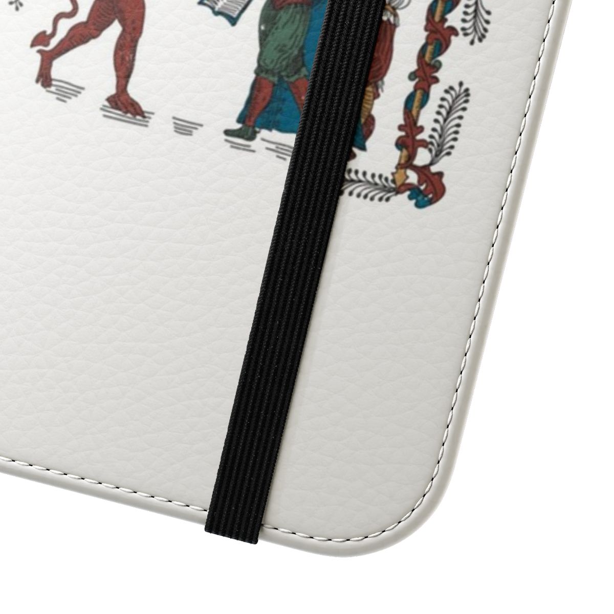 Vintage flip cover phone case featuring a medieval style design with classic English history inspired artwork. - Close Up