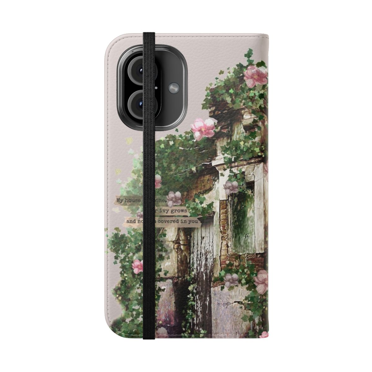 Green and pink floral phone case inspired by Taylor Swift's "Ivy" song - Folded Front