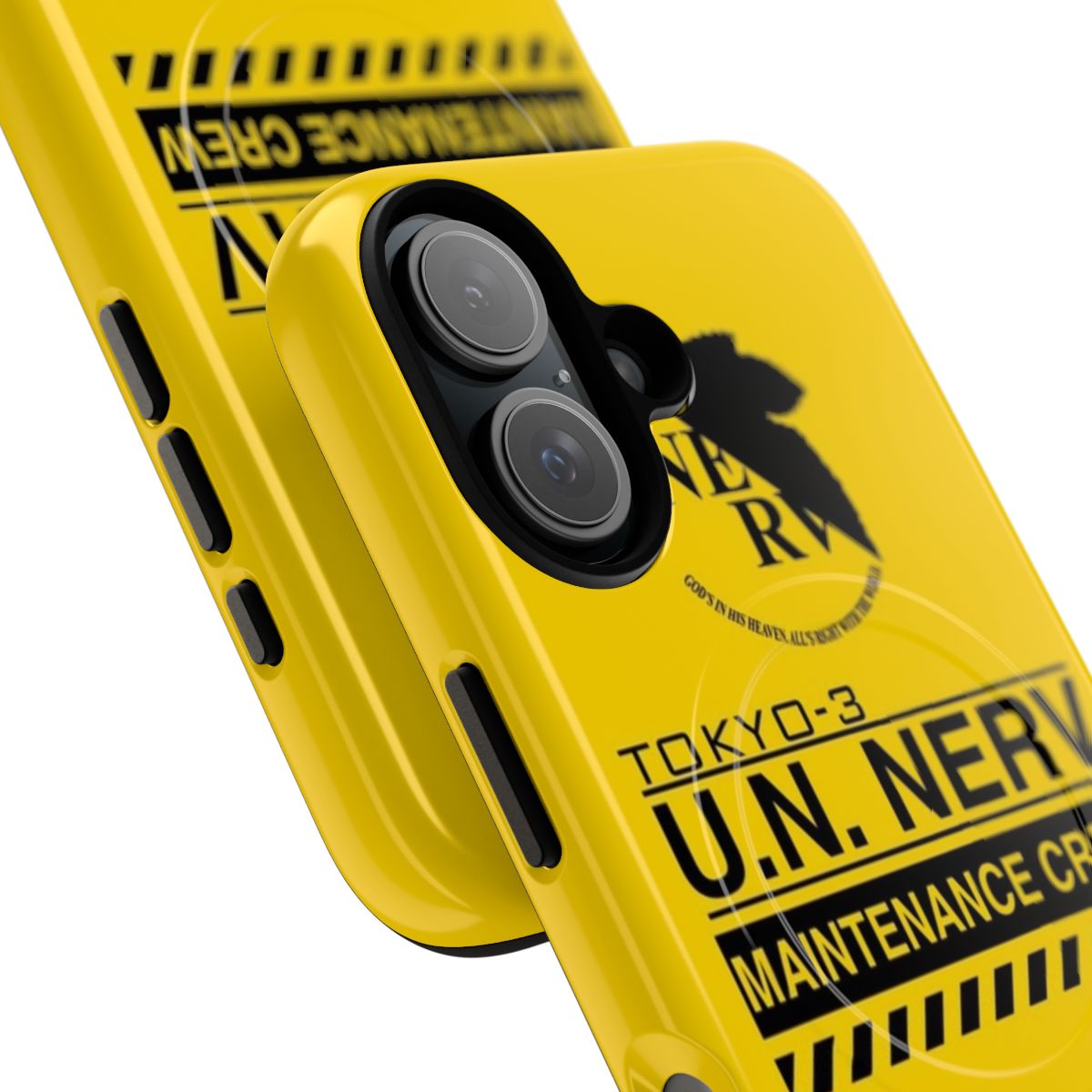 A durable and protective phone case with a Tokyo-3 NERV design, inspired by the anime series Neon Genesis Evangelion. - Detail