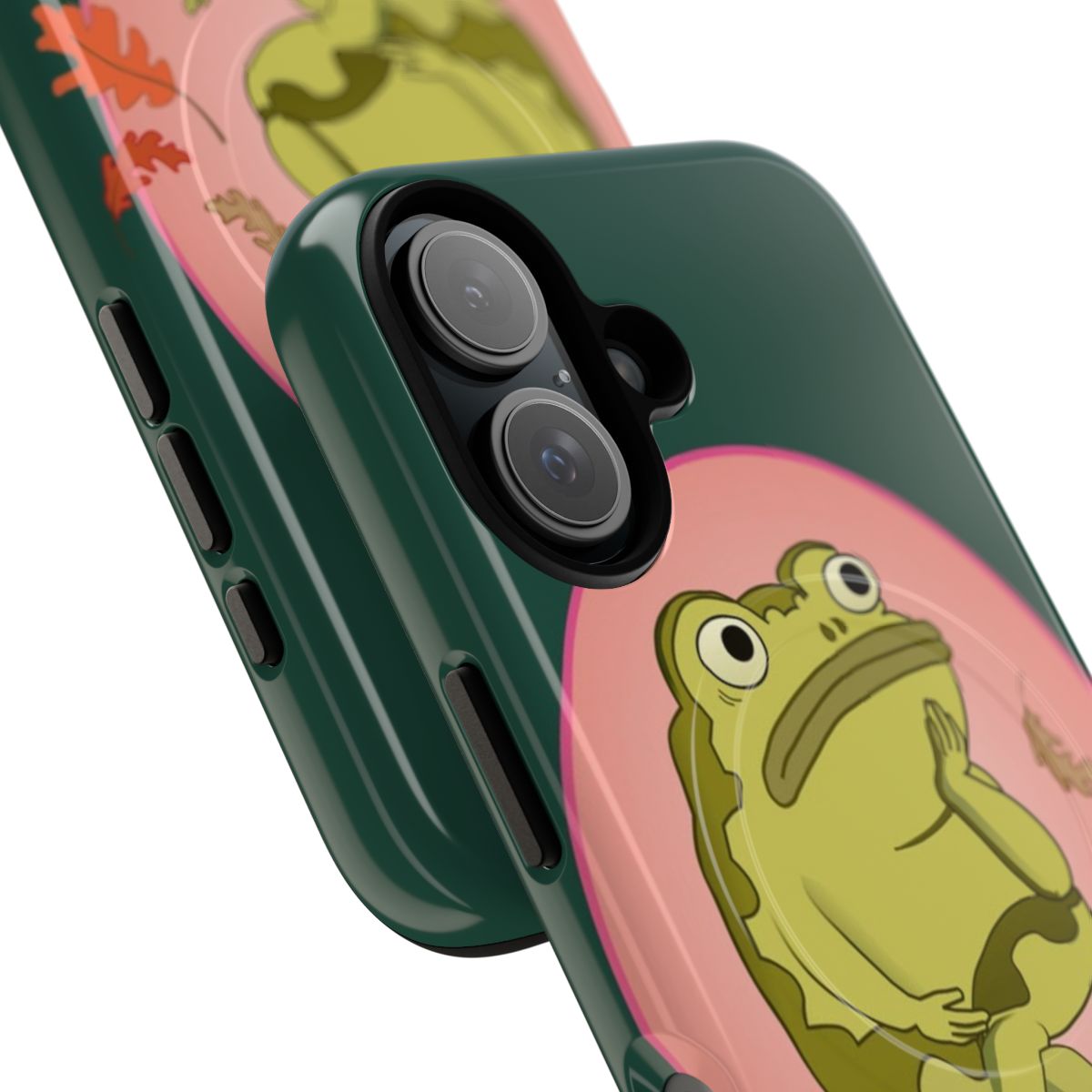 Magnetic tough phone case featuring the animated frog character Jason Funderburker from the TV series Over the Garden Wall. - Detail