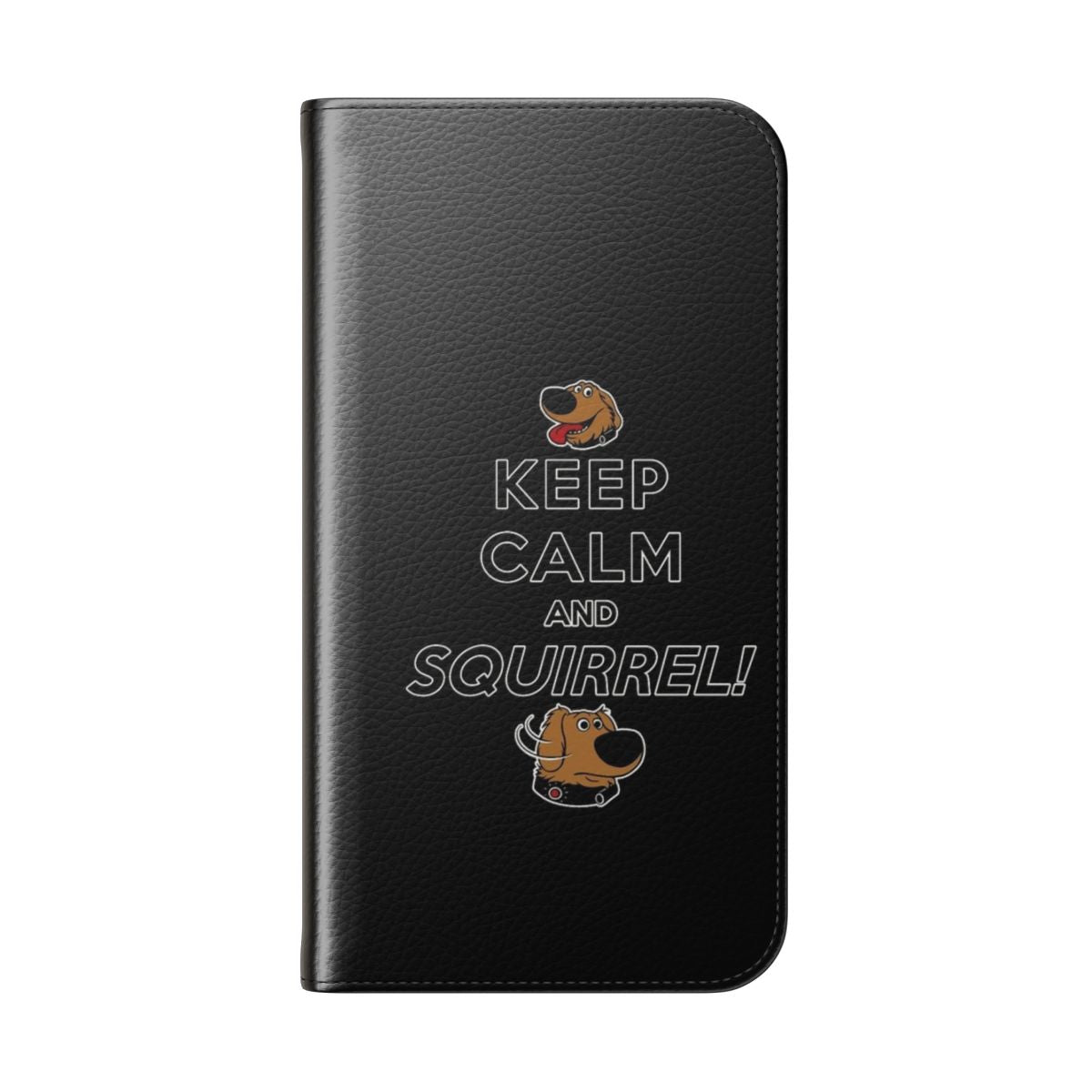 Flip phone case featuring a squirrel design inspired by the Pixar movie Up - Folded Back