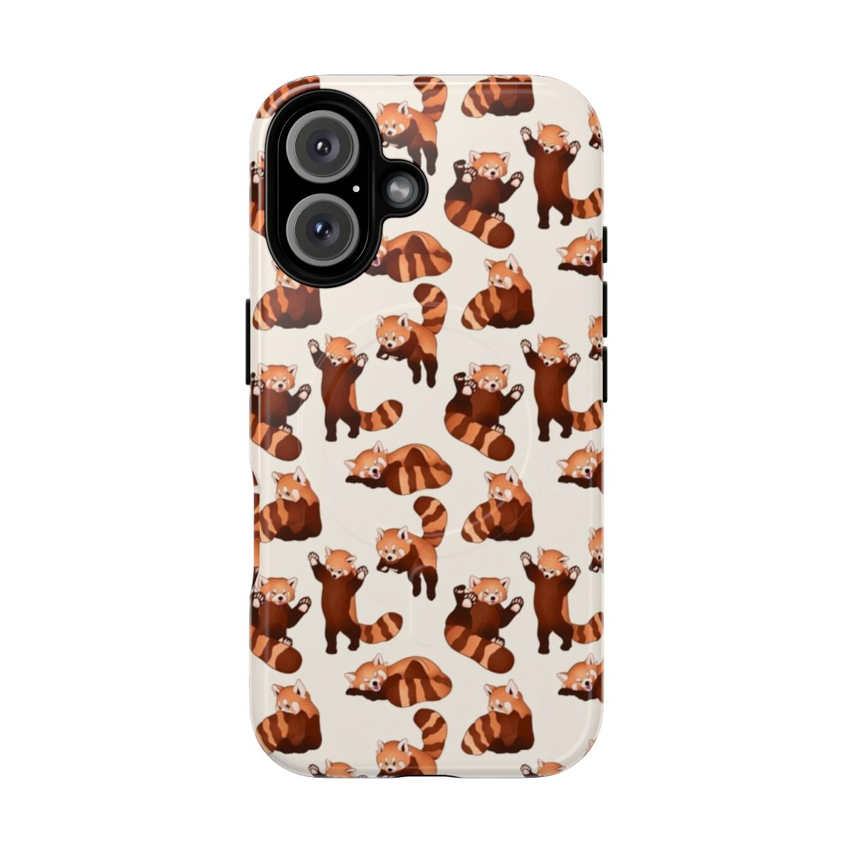 Vibrant red panda pattern on a tough, protective smartphone case