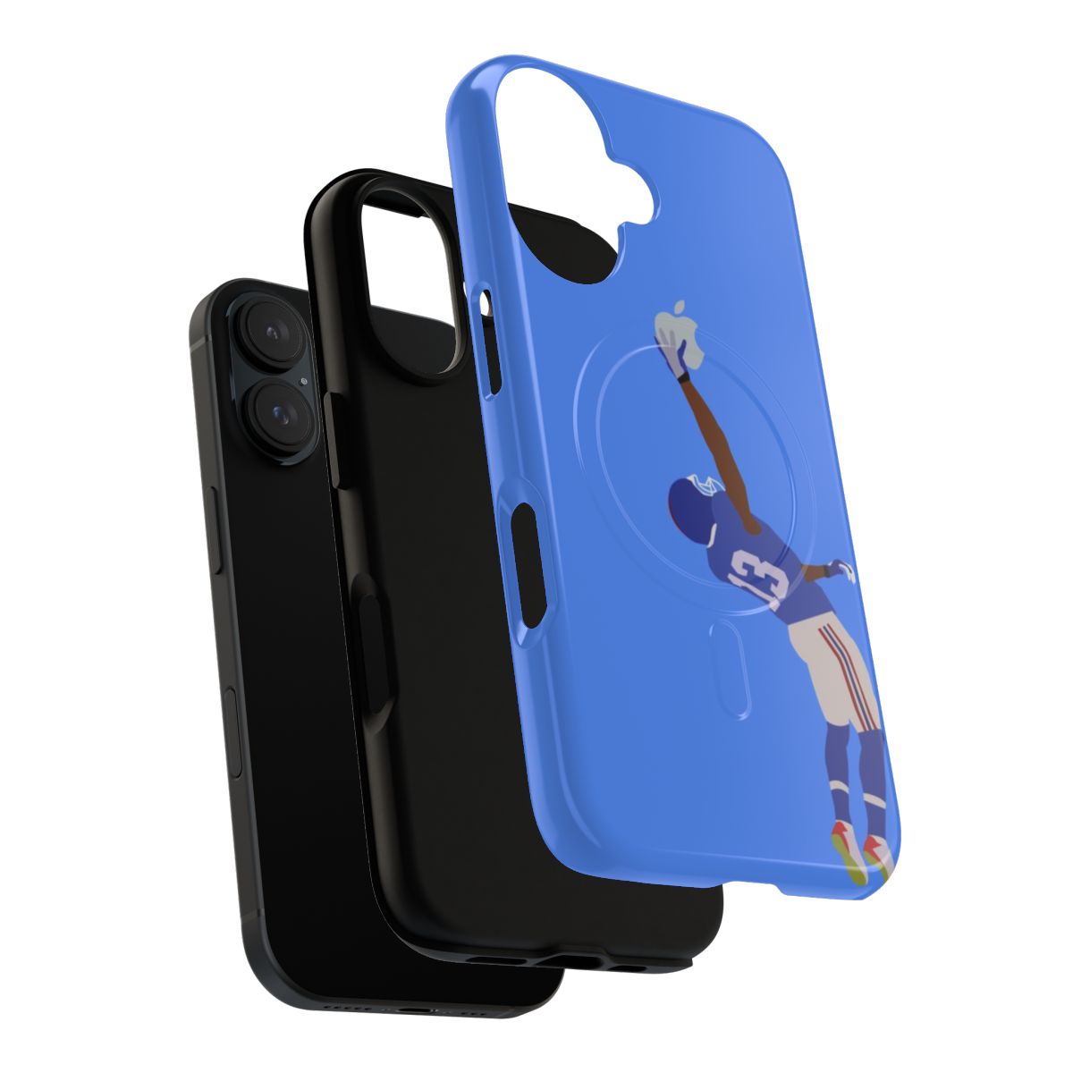 Odell Beckham inspired magnetic tough phone case featuring a football player catching an apple - Layers