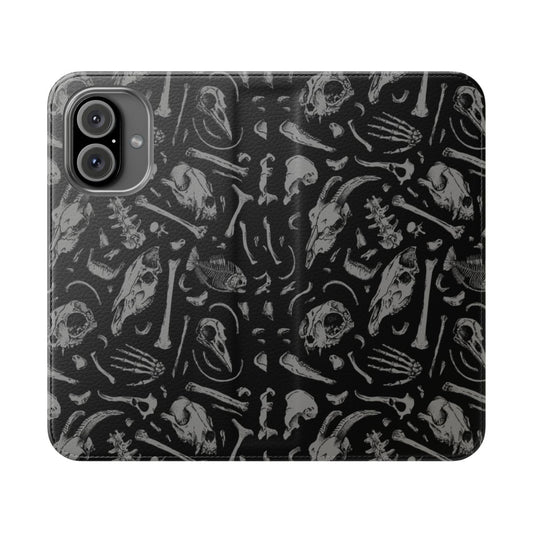 Dark phone case with skull and bone pattern design