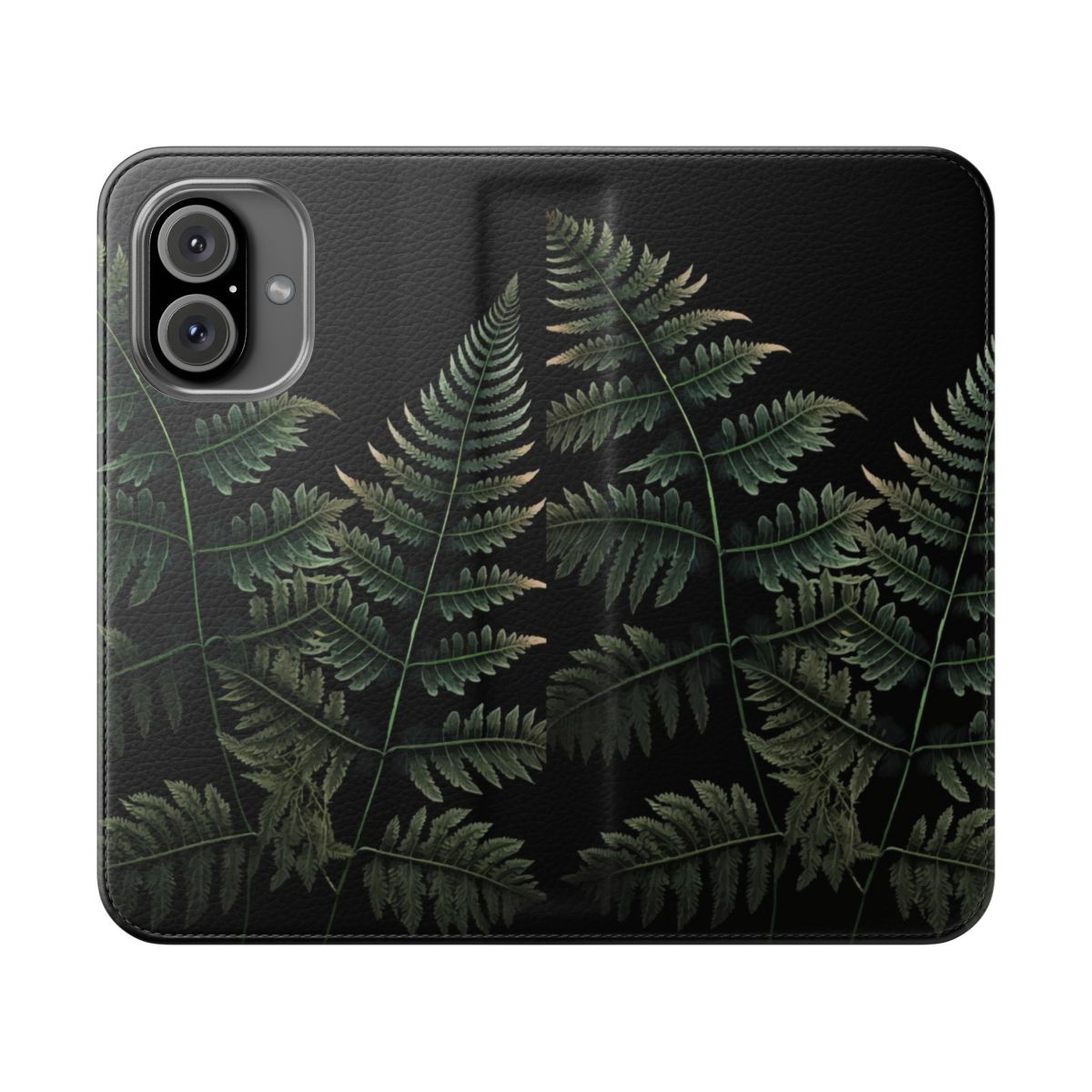 Fern leaves botanical illustration on a flip phone case cover