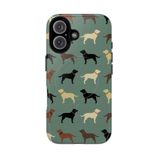 Labrador Retriever Dog Silhouette Pattern Phone Case featuring Chocolate, Yellow, Red, and Black Labs