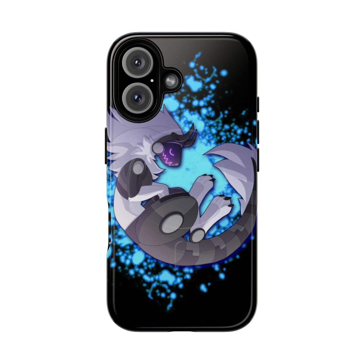 Magnetic tough phone case featuring a sci-fi protogen robot design