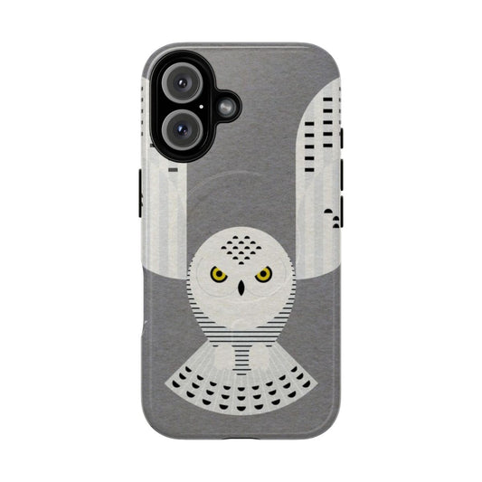 Snowy owl graphics on a magnetic protective phone case