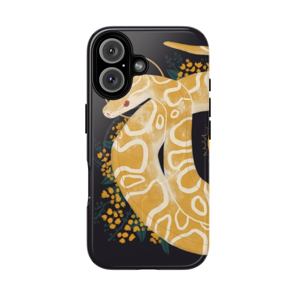 Burmese python magnetic tough phone case with a familiar, witchy design