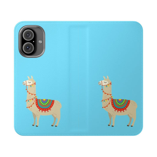 Colorful phone case with a fun party llama design