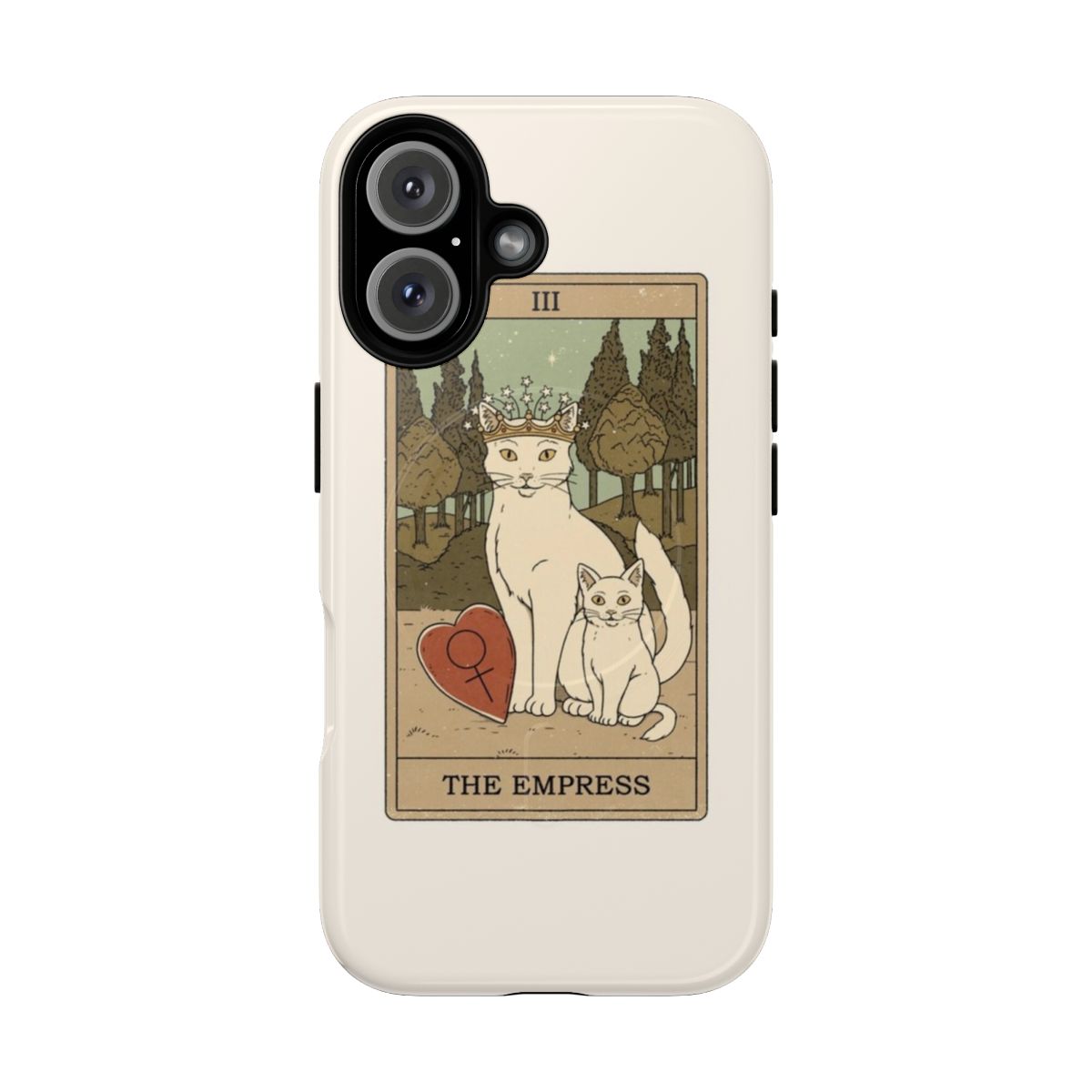 Magnetic phone case with tarot, witch, and cat imagery