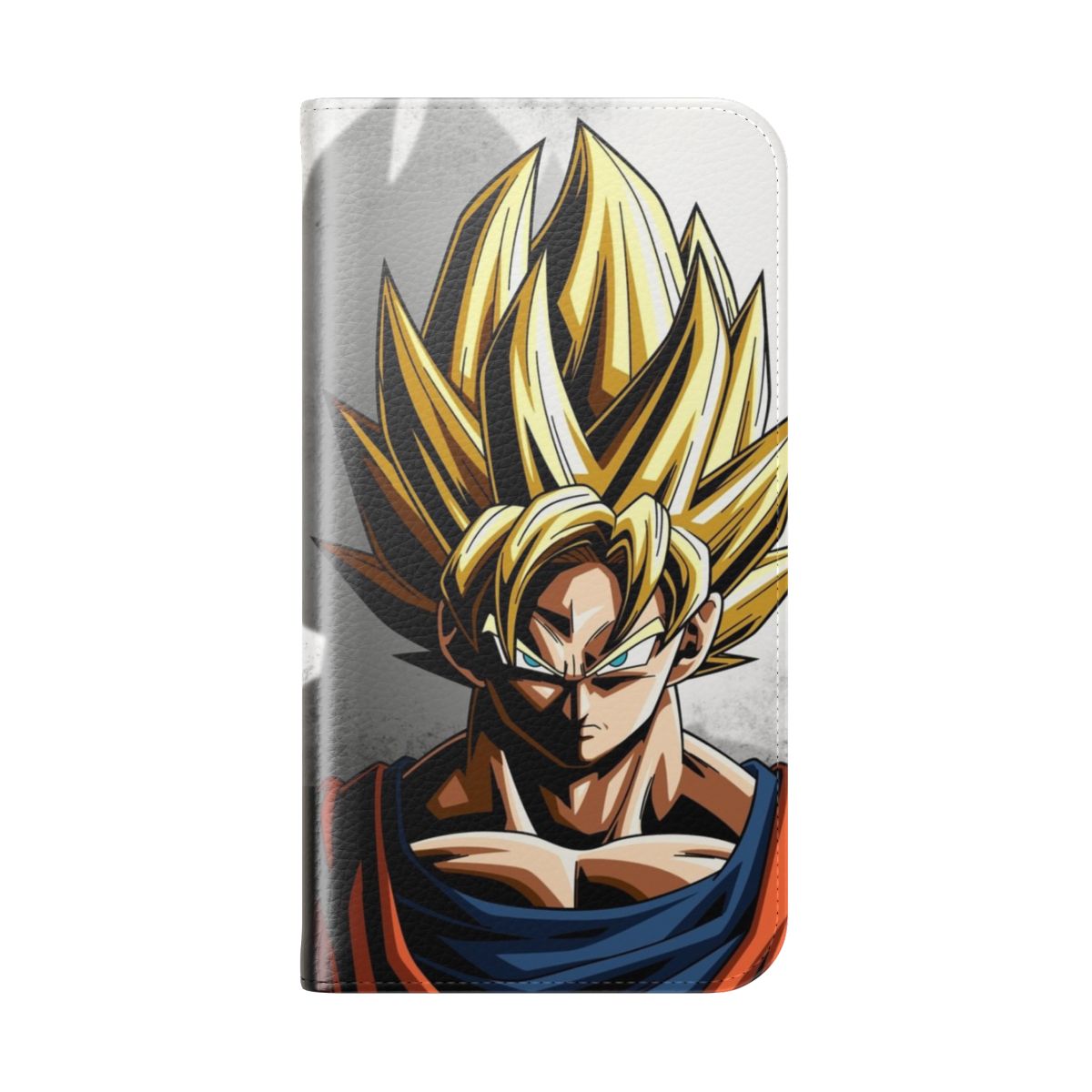 Goku-themed phone case with flip cover design - Folded Back