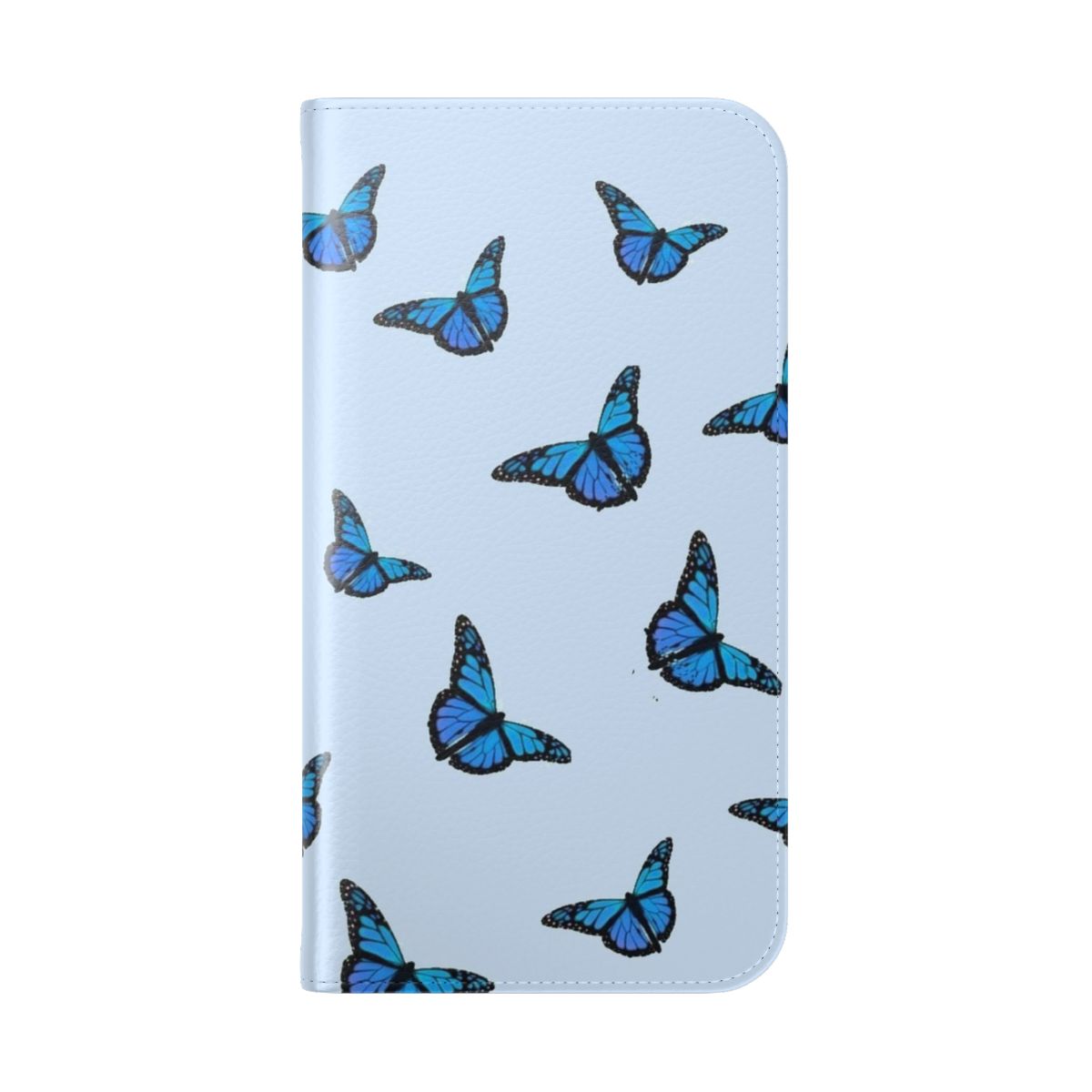 Blue butterfly pattern phone case cover with a pretty floral design - Folded Back