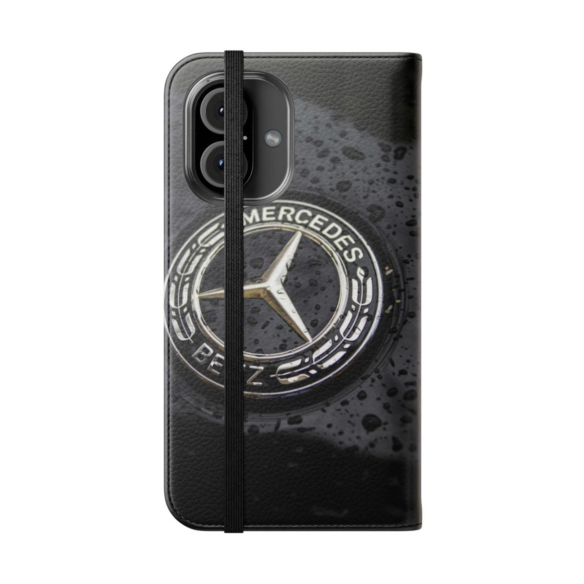 Sleek and stylish flip cover phone case featuring the iconic Mercedes-Benz logo - Folded Front