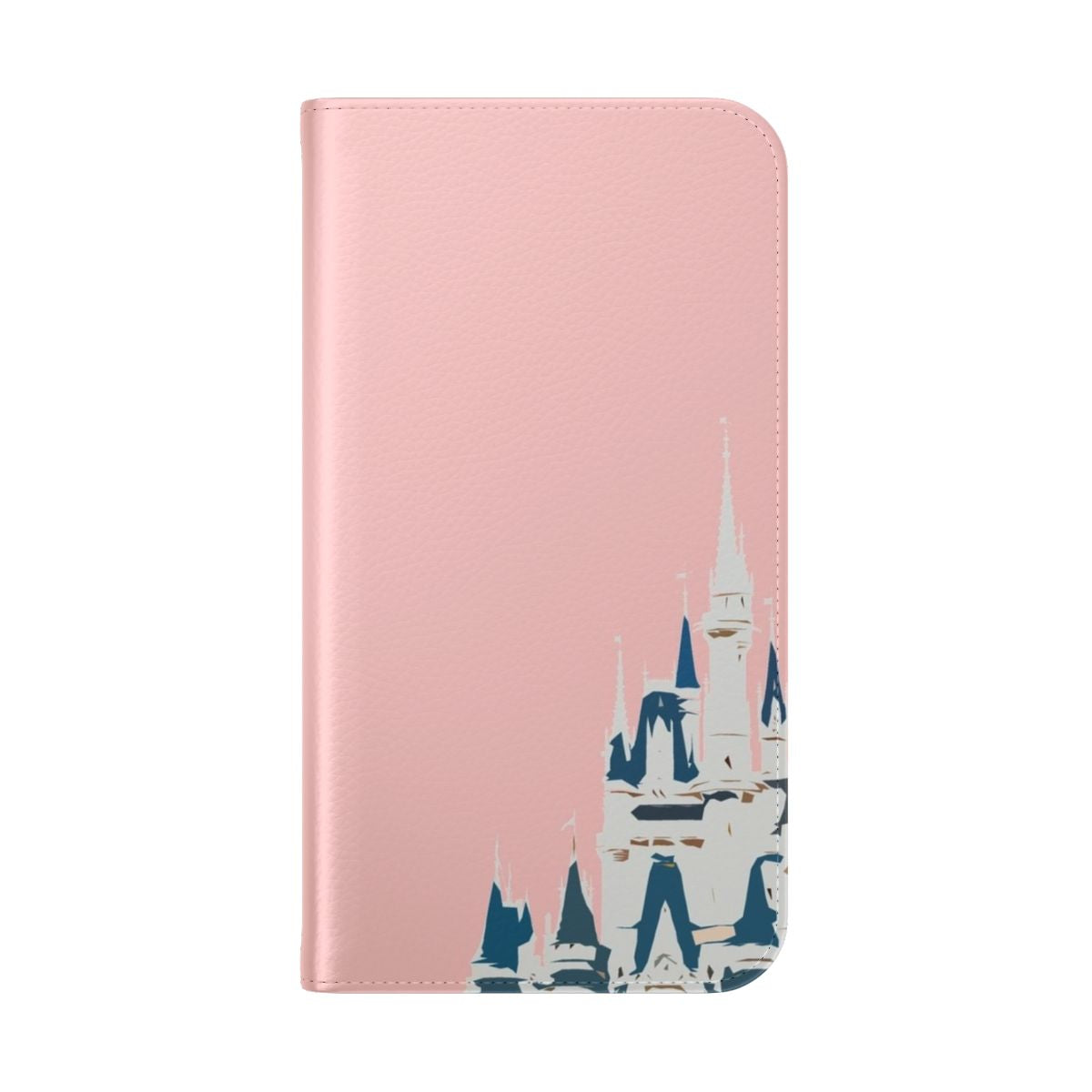 A stylish millennial pink phone case featuring a magical Disney castle design. - Folded Back