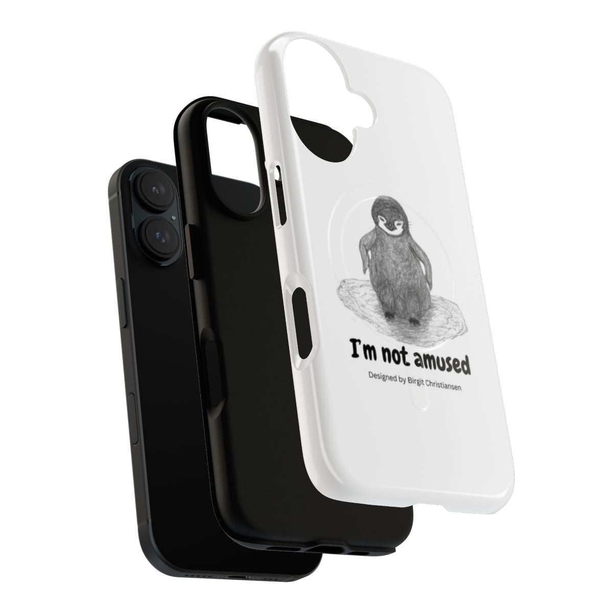 Grumpy penguin chick design on a magnetic tough phone case - Layers