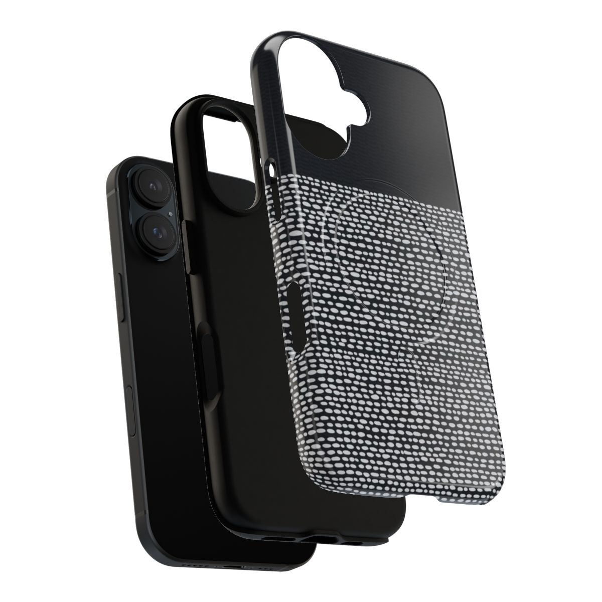 Stylish and protective black and white phone case with magnetic closure - Layers