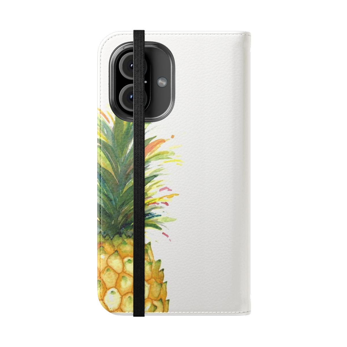 Colorful watercolor pineapple illustration on a phone case - Folded Front