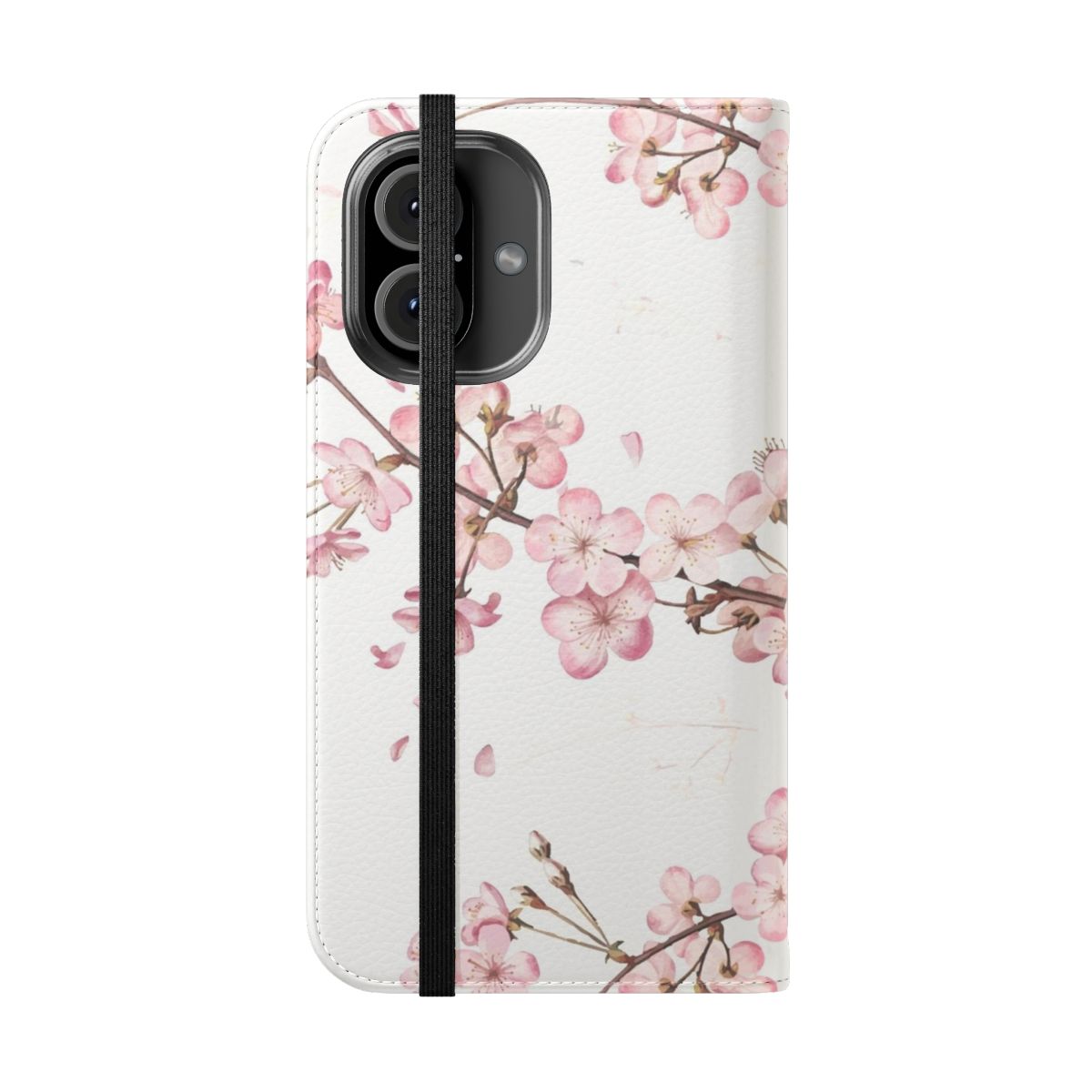 Stylish phone case featuring a pink sakura cherry blossom floral design - Folded Front