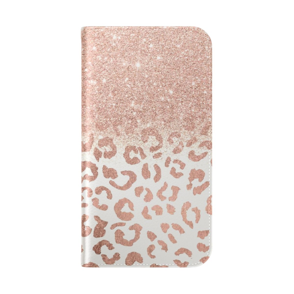 Stylish faux rose gold glitter ombre leopard print flip phone case - Folded Back