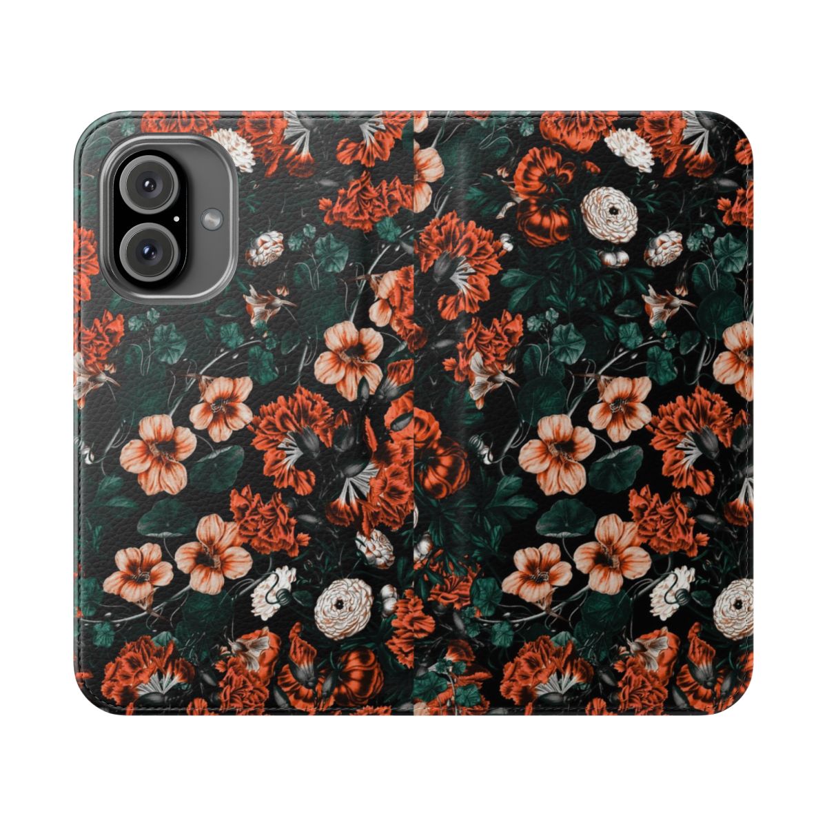 Vintage floral phone case with nature-inspired forest design