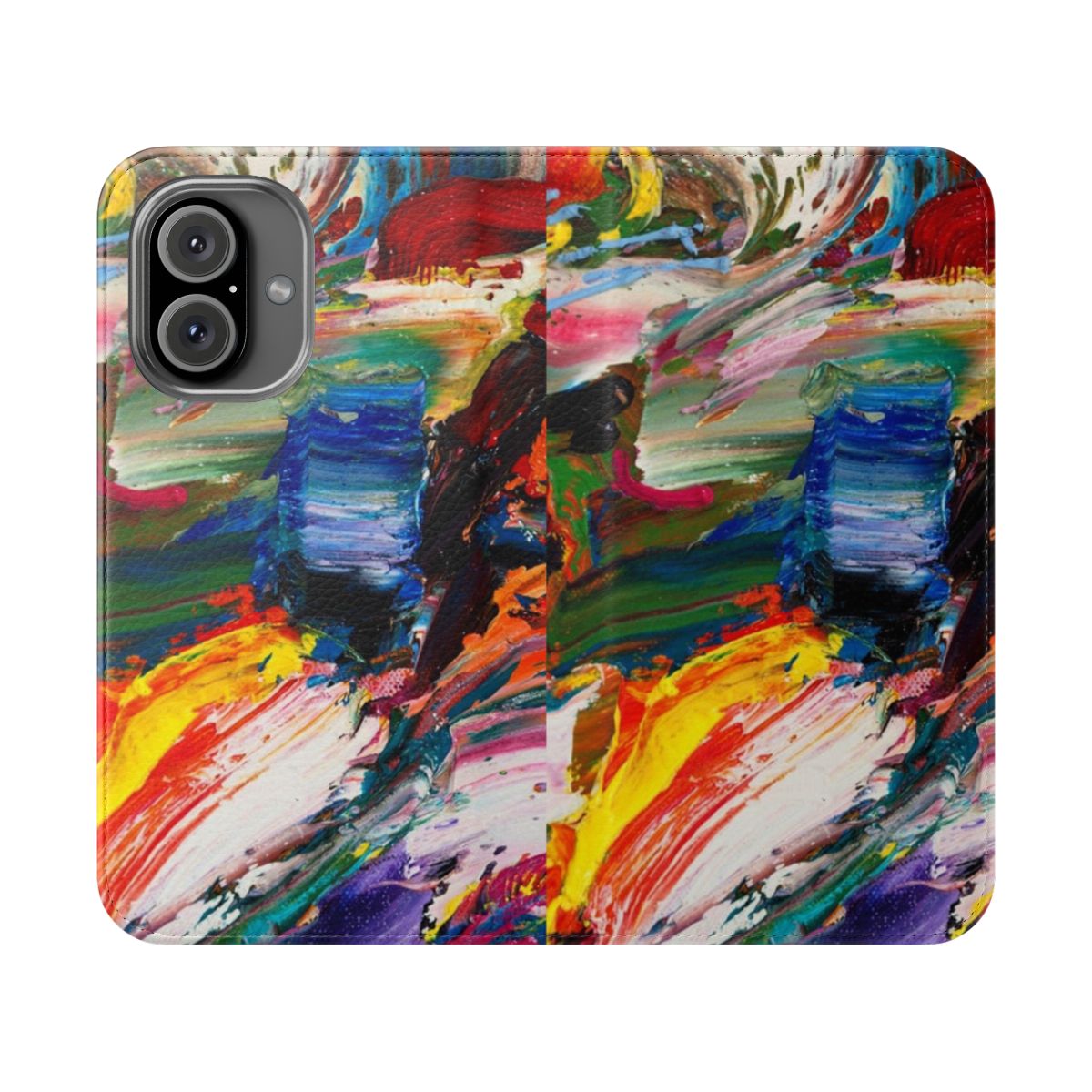 Colorful abstract art phone case with oil paint-style brush strokes