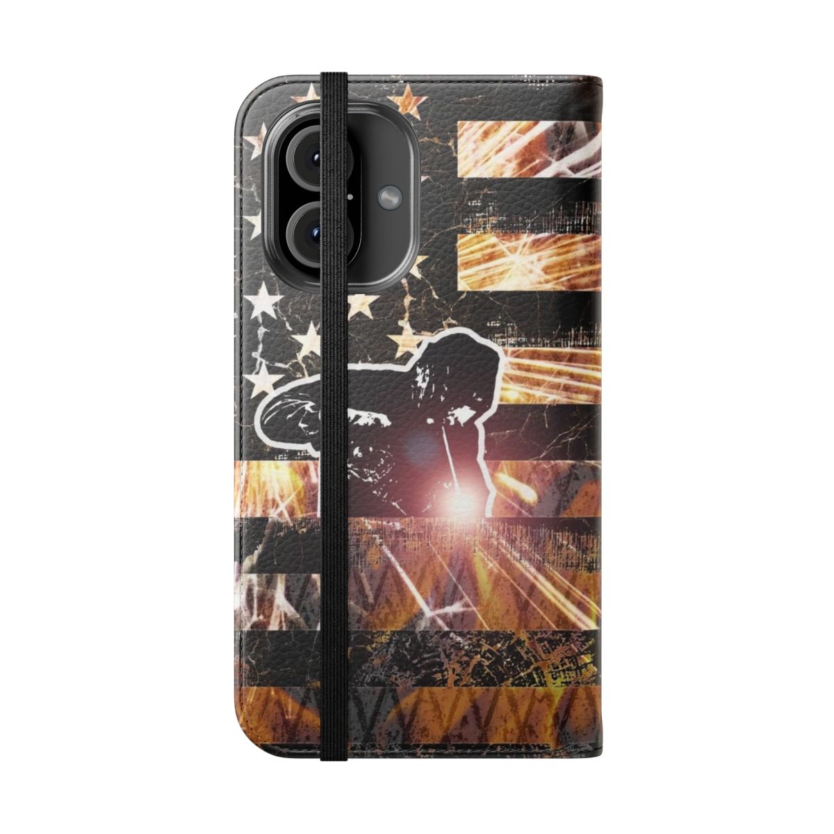 Welding inspired American flag phone case cover with sparks and flames - Folded Front