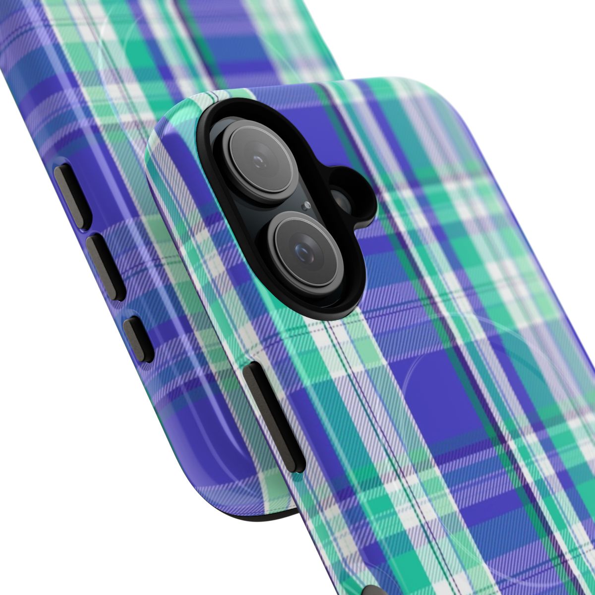 Colorful tartan pattern phone case with LGBTQ pride flag design - Detail