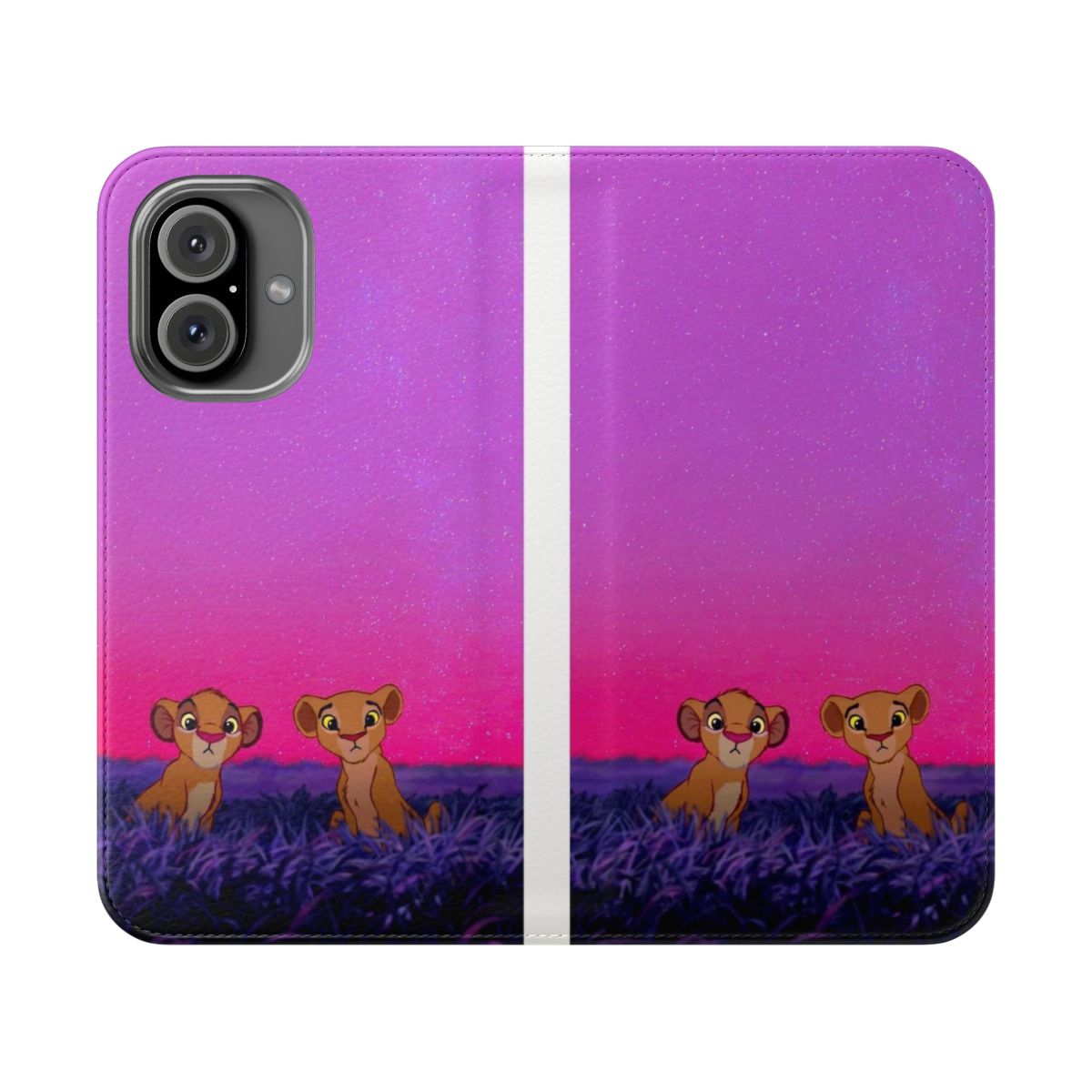 Animated phone case with Simba and Nala from the Lion King