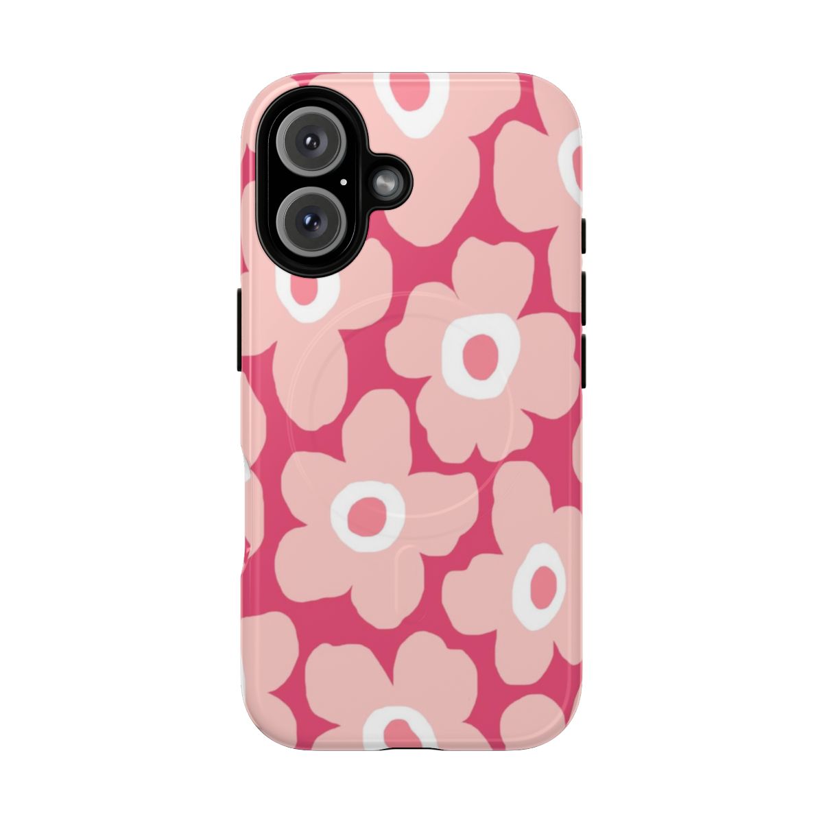 Gradient pink floral phone case with a Scandinavian inspired botanical pattern