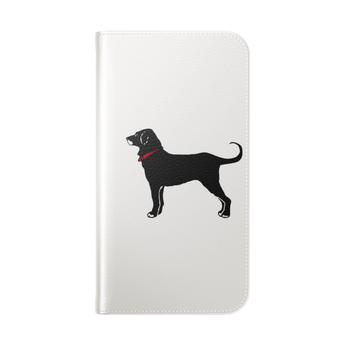 A sleek and durable black dog phone case with a labrador design, perfect for Martha's Vineyard and Cape Cod enthusiasts. - Folded Back