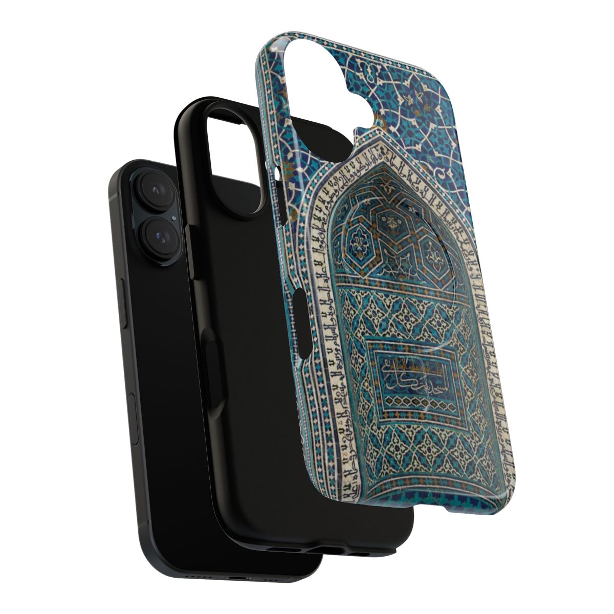 Detailed illustration of a traditional Islamic prayer niche (mihrab) on a phone case - Layers