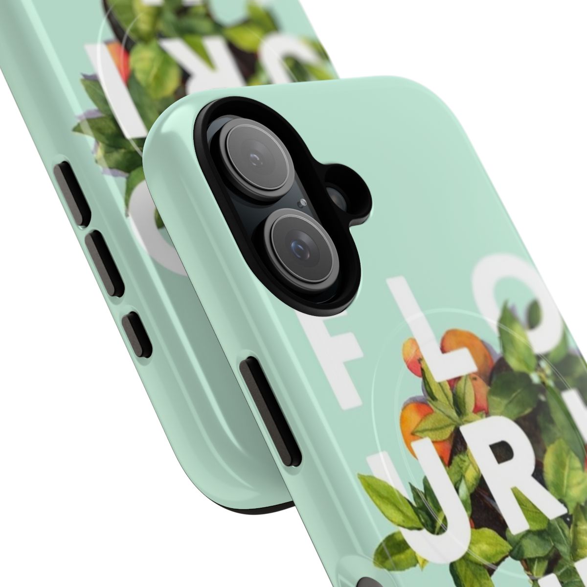 Vibrant abstract floral phone case with minimalist botanical elements - Detail